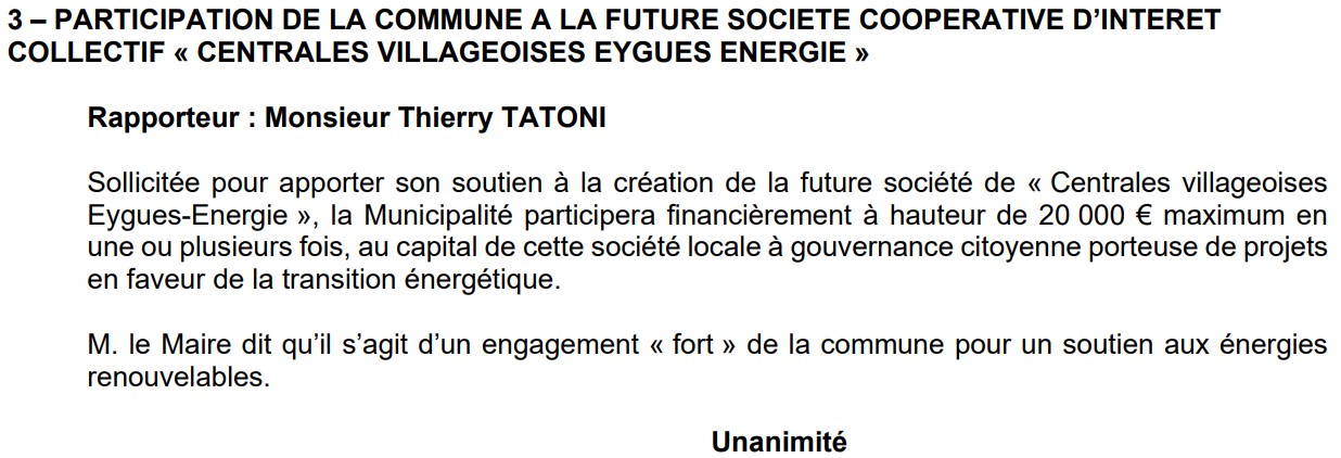 Extrait du compte rendu du conseil municipal